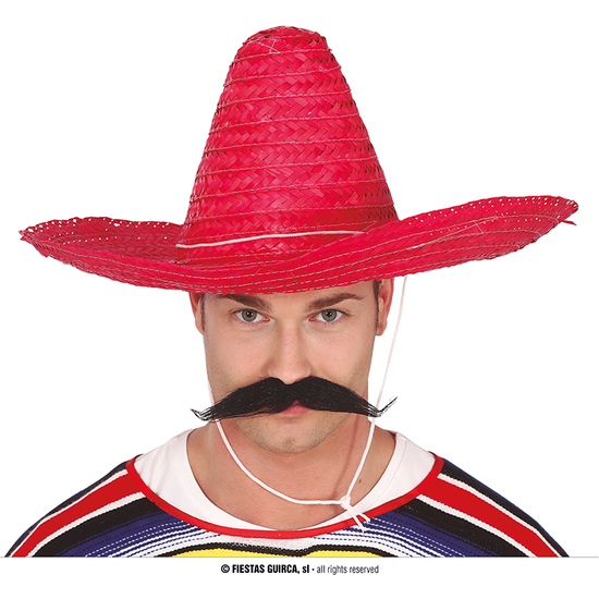 SOMBRERO MEXICANO PAJA 50CM. ROJO image 0