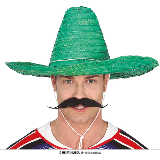 SOMBRERO MEXICANO PAJA 50CM. VERDE image 0