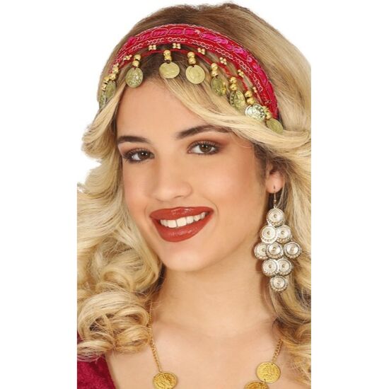 DIADEMA MONEDAS ROJO, ADULTA image 0