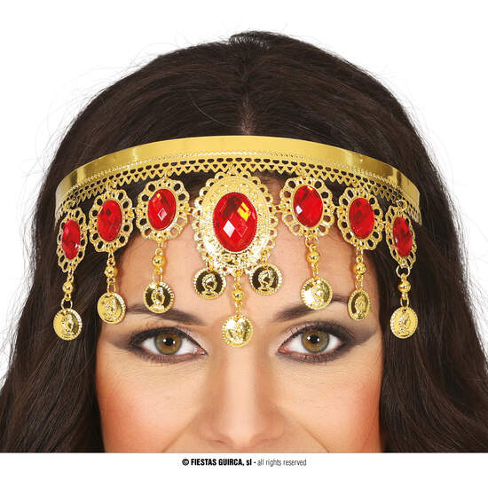 DIADEMA METALICA CON PIEDRAS ROJAS image 0