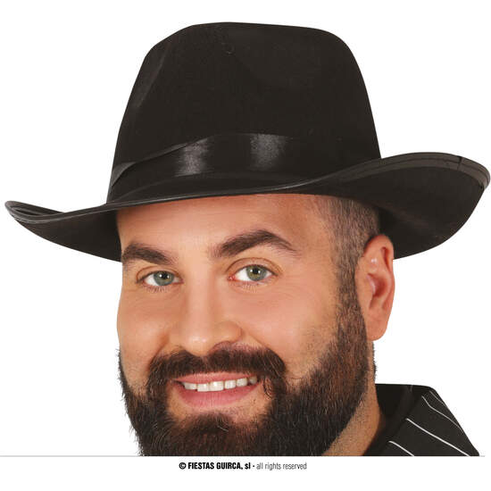 SOMBRERO GANSTER NEGRO CINTA NEGRA image 0