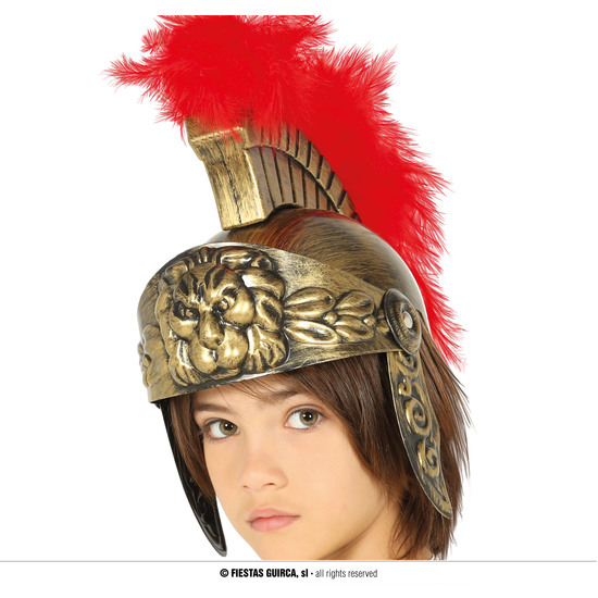 CASCO ROMANO INFANTIL ORO CON PLUMA image 0