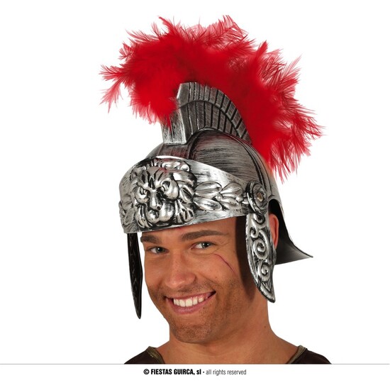 CASCO ROMANO PLATA CON PLUMA image 0