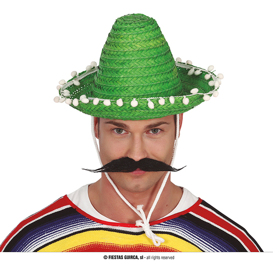 SOMBRERO MEXICANO PAJA 33 CMS. VERDE image 0
