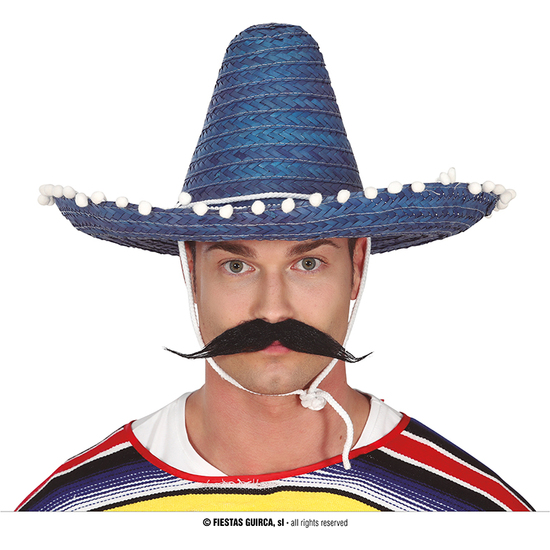 SOMBRERO MEXICANO PAJA 45 CMS. AZUL image 0