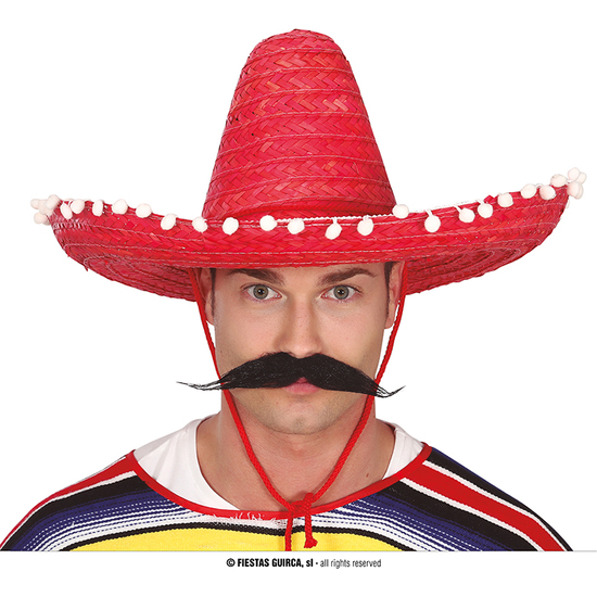 SOMBRERO MEXICANO PAJA 50 CMS. ROJO image 0