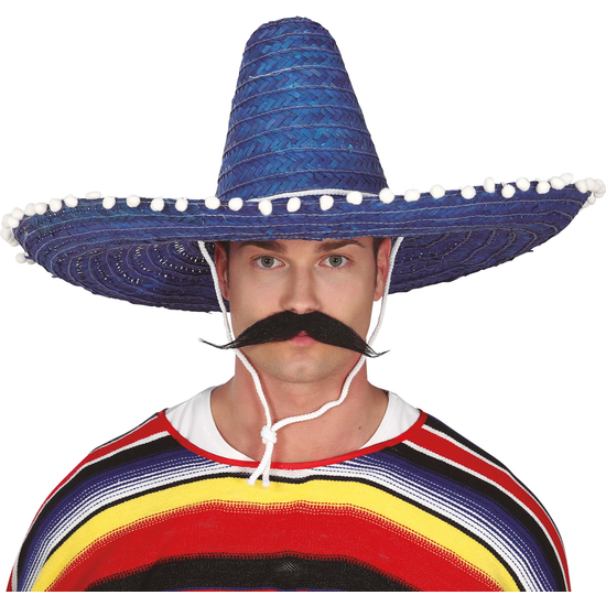 SOMBRERO MEXICANO PAJA 60 CMS. AZUL image 0