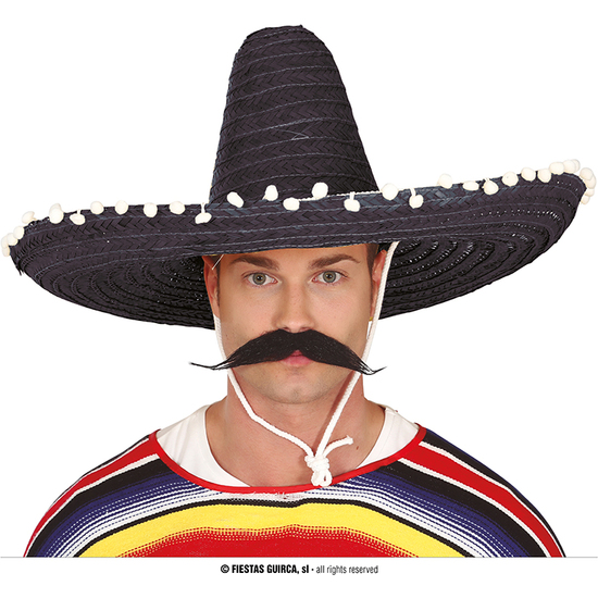 SOMBRERO MEXICANO PAJA 60 CMS. NEGRO image 0