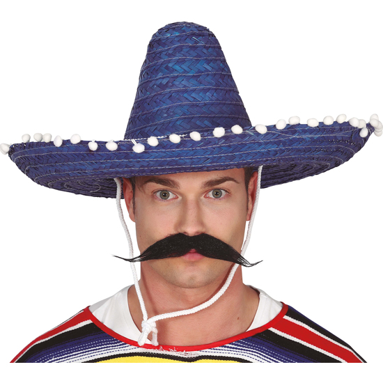 SOMBRERO MEXICANO PAJA 50 CMS. AZUL image 0