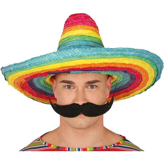SOMBRERO MEXICANO PAJA 50 CMS MULTICOLOR, ADULTO image 0