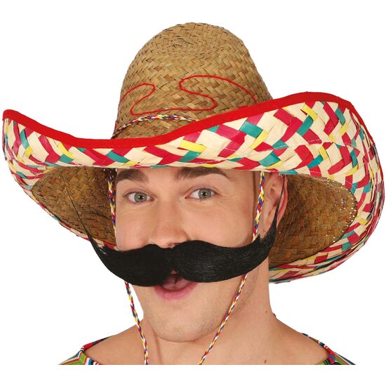 SOMBRERO MEXICANO PAJA 50 CMS DECORADO, ADULTO image 0