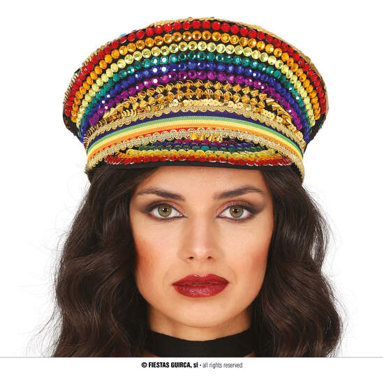 GORRA POLICIA MULTICOLOR CON PEDRERIA, ADULTO image 0