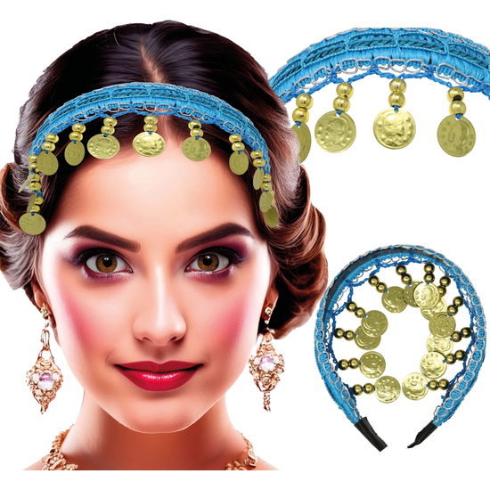 DIADEMA MONEDAS AZUL CLARO, ADULTA image 0