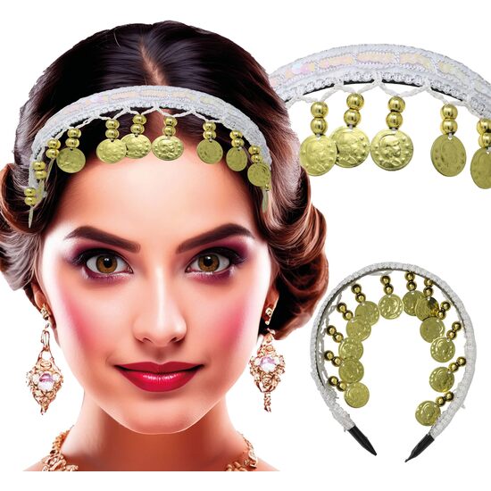 DIADEMA MONEDAS BLANCO, ADULTA image 0