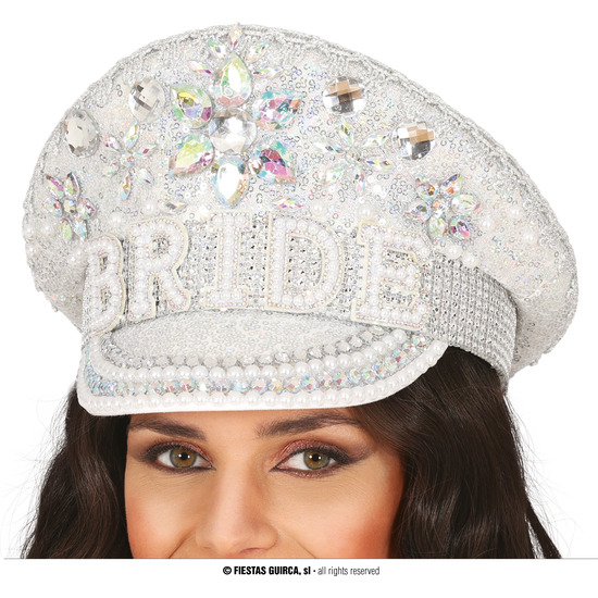 GORRA POLICIA PLATA PRIDE CON PEDRERIA, ADULTO image 0