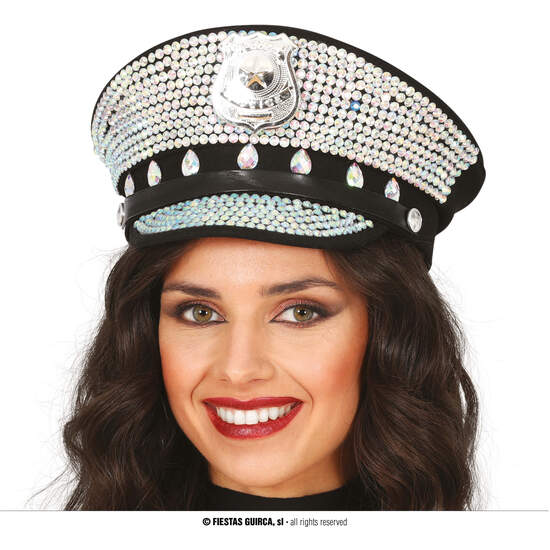 GORRA POLICIA CON BRILLANTES, ADULTO image 0