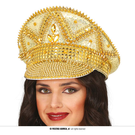 GORRA POLICIA ORO CON PEDRERIA, ADULTO image 0