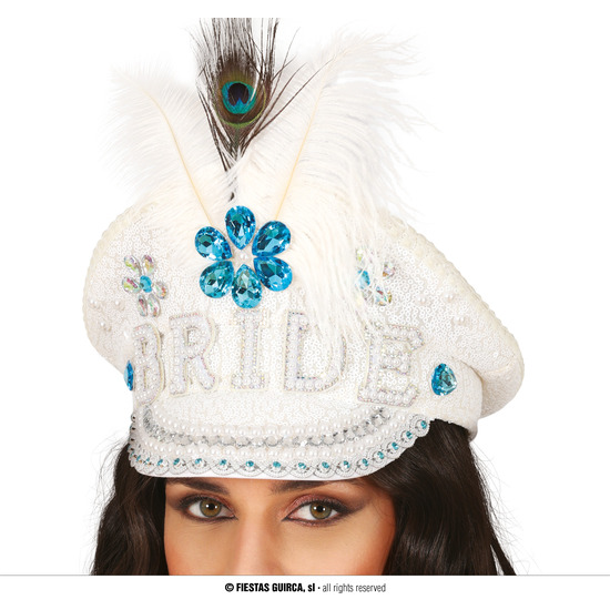 GORRA POLICIA PRIDE CON PLUMAS Y PEDRERIA, ADULTO image 0