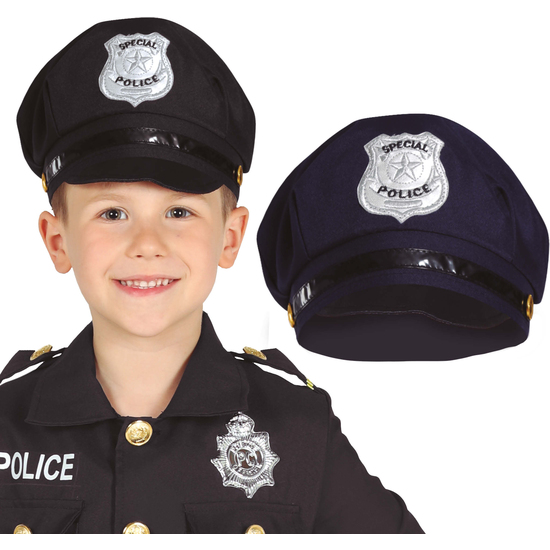 GORRA POLICIA, NEGRO, TELA, INFANTIL image 0