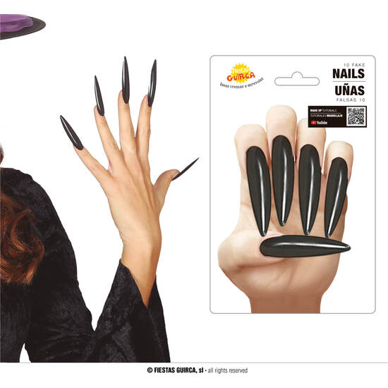12 UÑAS NEGRAS CON ADHESIVO image 0