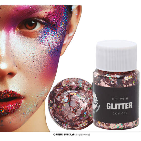 BOTE GLITTER EN GEL ORO/ROSA, 20 GR image 0