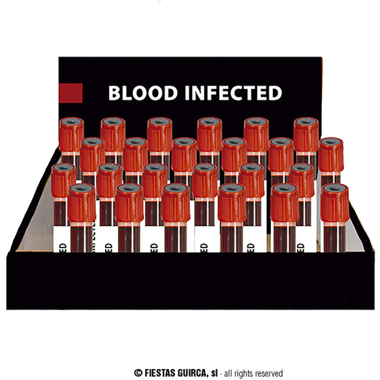 CAJA 24 TUBOS DE SANGRE DECORATIVOS DE 15 ML. image 0