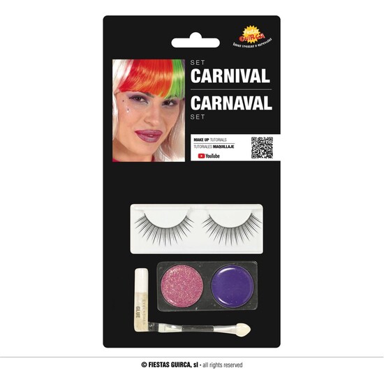 SET MAQUILLAJE LILA Y ROSA CON PESTAÑAS image 0