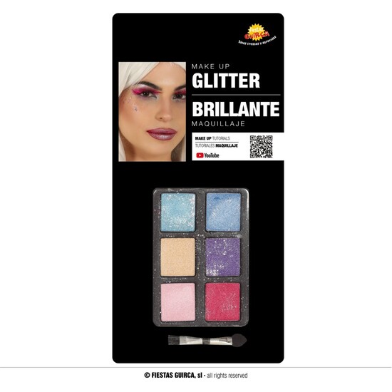 SET 6 COLORES SOMBRA CON GLITTER CON PINCEL image 0