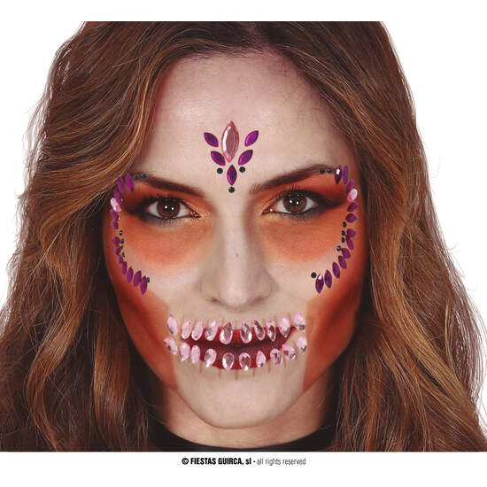 JOYAS FACIALES ADHESIVAS CALAVERA LILA image 0