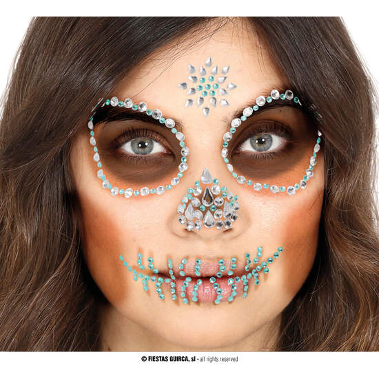 JOYAS FACIALES ADHESIVAS CALAVERA VERDE image 0
