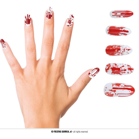 12 UÑAS ENSANGRENTADAS CON GLUE image 0