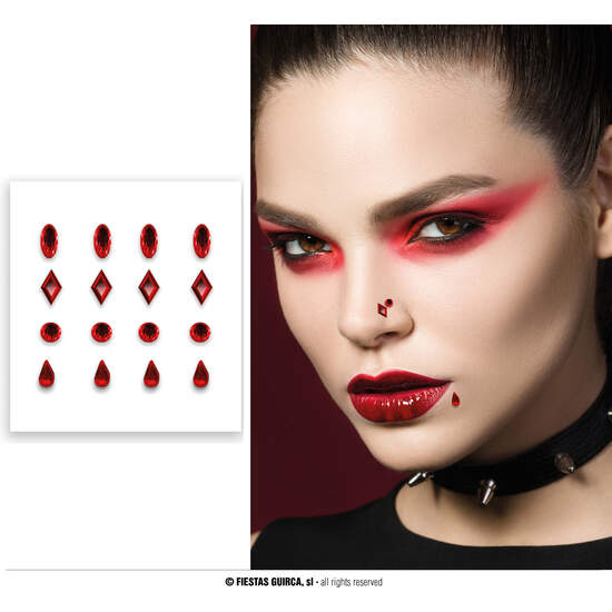 STICKER JEWEL FACE/ FALSO PIERCING ROJO image 0