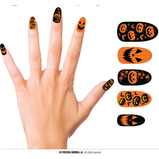 12 UÑAS CALABAZA CON GLUE image 0
