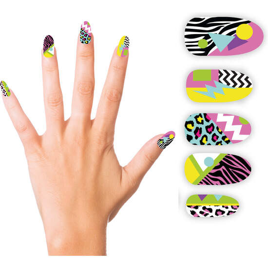 10 UÑAS 80S CON GLUE, ADULTA image 0