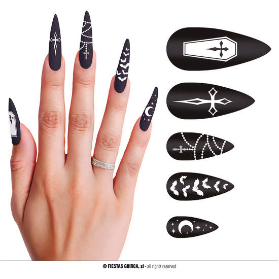 12 UÑAS LARGAS  VAMPIRA CON GLUE image 0