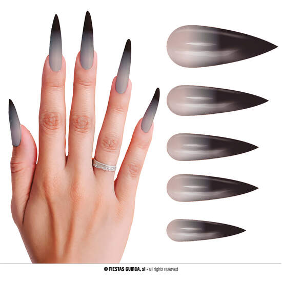 12 UÑAS LARGAS GOTICA CON GLUE image 0
