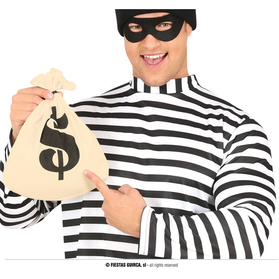CONJUNTO LADRON (ANTIFAZ, CAMISA Y BOLSA DINERO) image 0