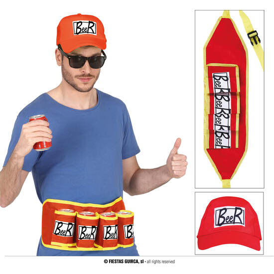 CONJUNTO GORRA Y CINTURON PARA CERVEZAS image 0
