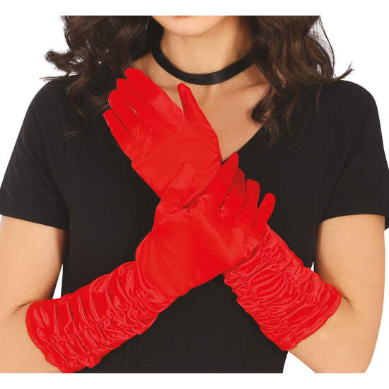 GUANTES ARRUGADOS ROJO 40 CMS. image 0