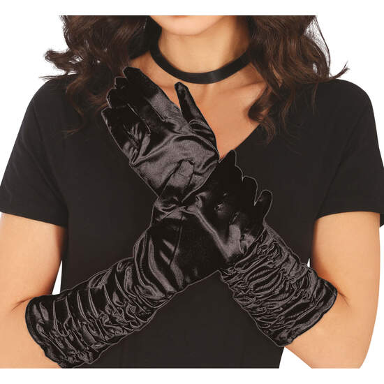 GUANTES ARRUGADOS NEGROS 40 CMS. image 0