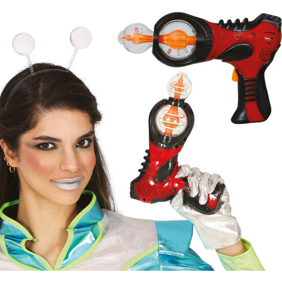 PISTOLA ESPACIAL ROJA CON LUZ 25 CMS image 0