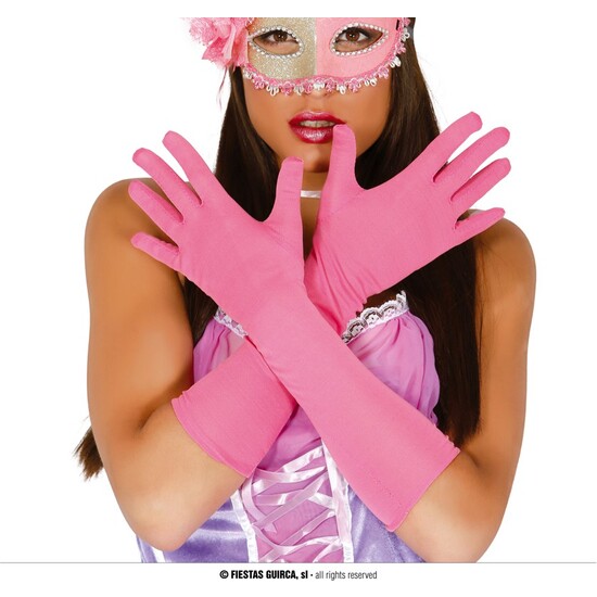 GUANTES ROSAS 42 CMS. image 0
