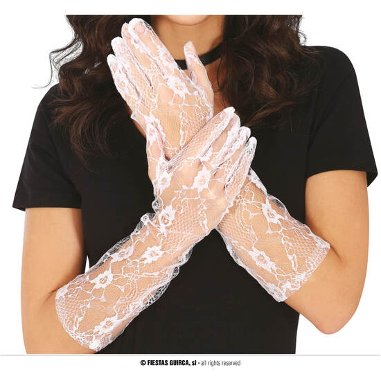 GUANTES CALADOS BLANCOS 38 CMS. image 0
