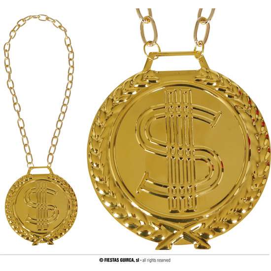 COLLAR MEDALLO DOLLAR METALICO 11 CMS image 0