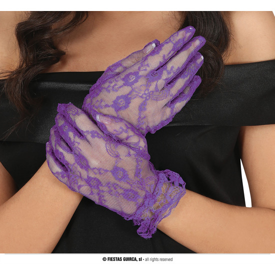 GUANTES CALADOS LILA 22 CMS. image 0
