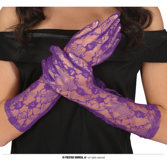 GUANTES CALADOS LILA 38 CMS. image 0