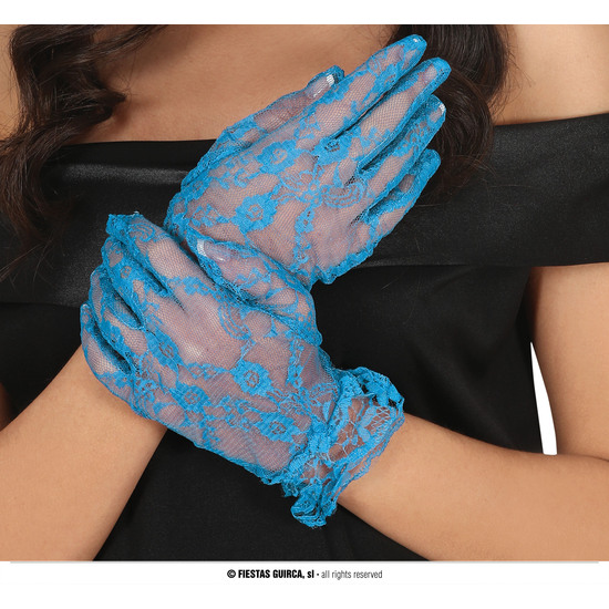 GUANTES CALADOS AZUL CIELO 22 CMS. image 0
