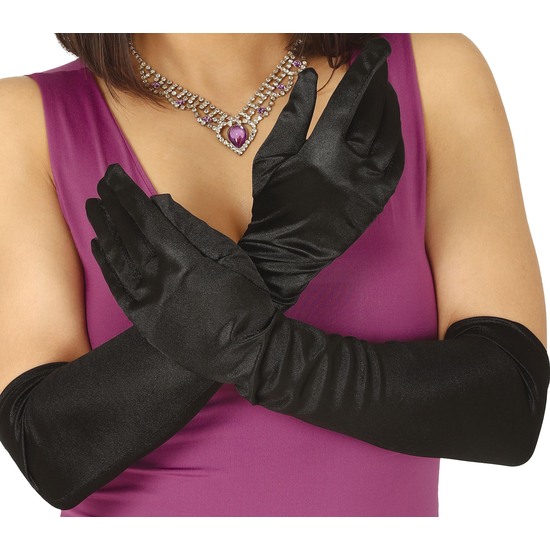 GUANTES NEGROS SATINADOS 51 CMS. image 0