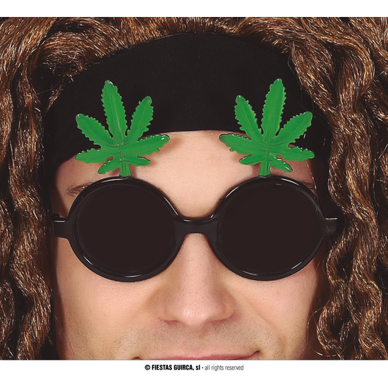 GAFAS NEGRAS CON HOJAS DE MARIHUANA image 0