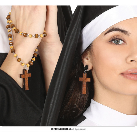 CONJUNTO PENDIENTES CRUZ Y ROSARIO image 0